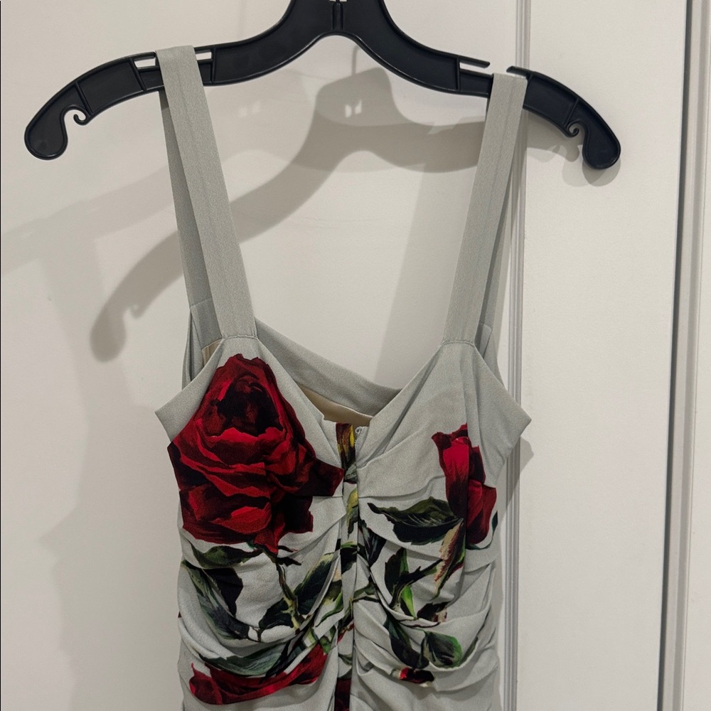 Dolce & Gabbana Floral-Print Ruched Midi Dress size 42 M US size 6 - Picture 11 of 16